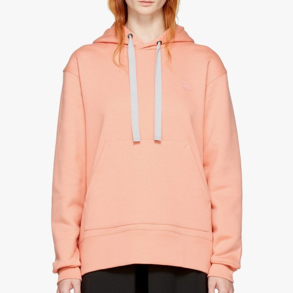 Acne Studios Ferris Face Cotton Hoodie - Salmon Pink - Picture 2 of 4